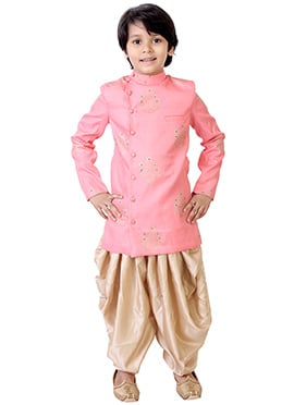 Pink Foil Printed Indo Western Sherwani Set
