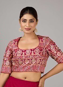 Pink Georgette Embroidered Blouse