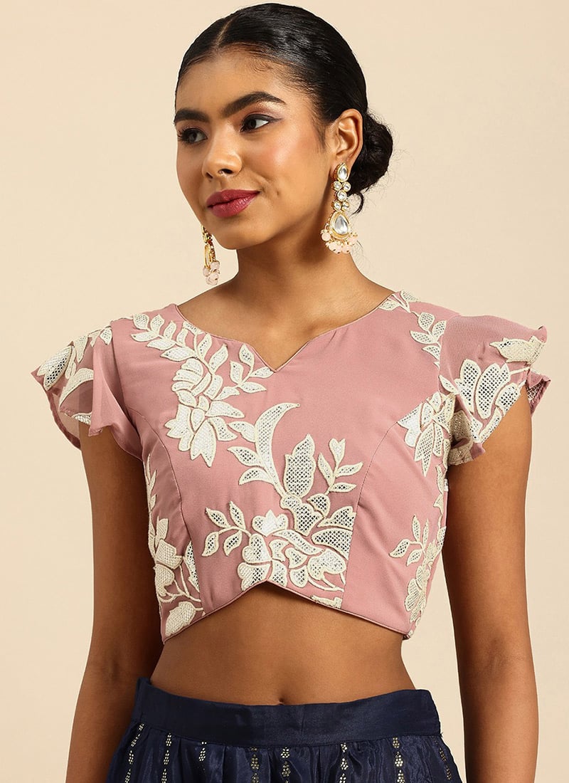 Pink Georgette Fancy Embroidery Blouse