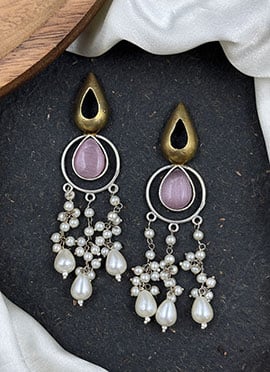 Pink Kundan Bead Embellished Danglers