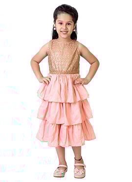 Pink N Gold Gathered Layered Dress