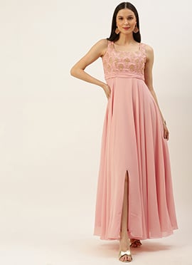 Pink Organza Embroidered Gown