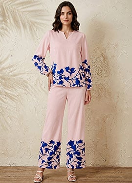 Pink Printed Cotton Co Ord Set