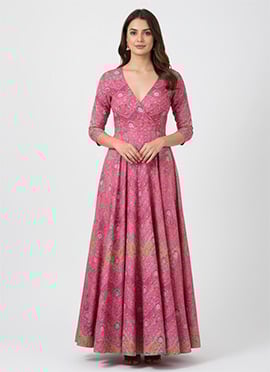 Pink Pure Crepe Printed Maxi Dress