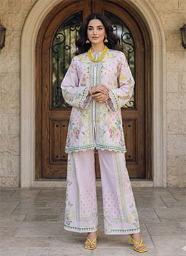 Pink Rayon Digital Print Indowestern Co ord Set