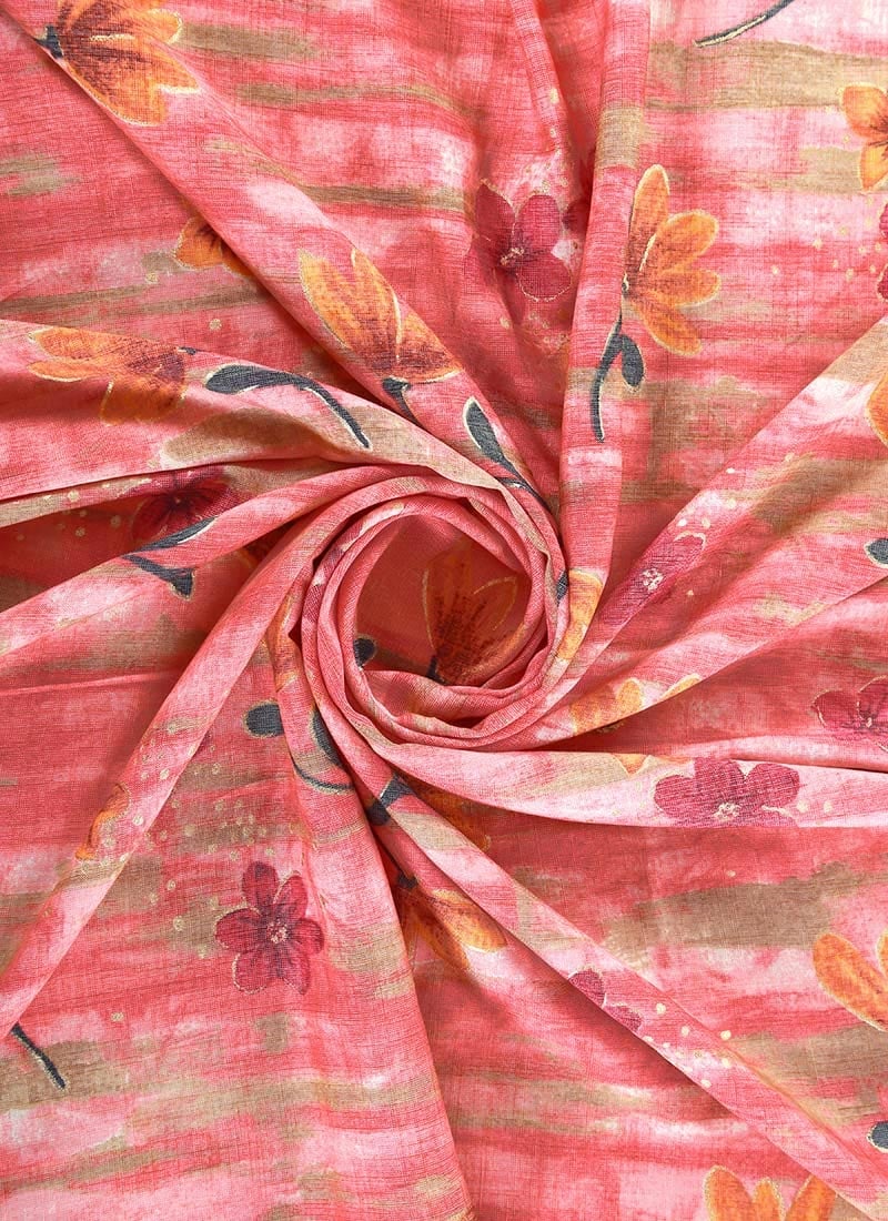 Pink Rayon Printed Fabric