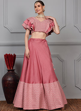 Pink Sequins Embroidered Lehenga