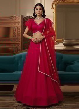 Pink Silk Sequins Lehenga