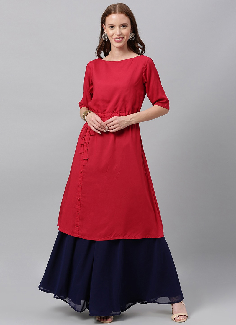 plain boat neck kurti