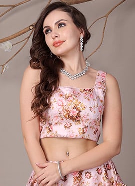 Pink Taffeta Digital Printed Blouse