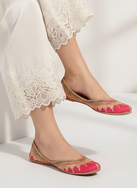Pink Zari Work Juti