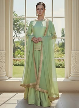 Pista Green Silk Palazzo Suit