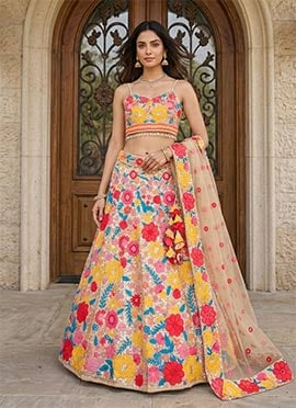 Posh Georgette Embroidered Umbrella Lehenga