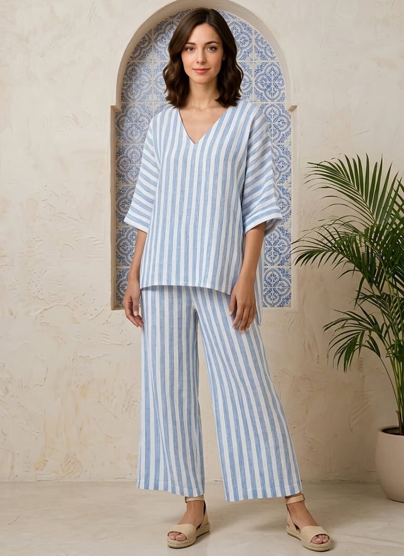 Printed Blue Cotton Co Ord Set After Six Wear