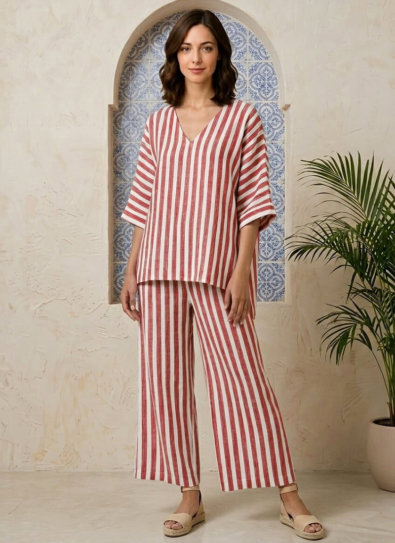 Printed Brown Cotton Co Ord Set After Six Wear
