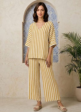 Printed Mustrad Cotton Co Ord Set