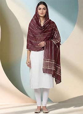 Purple Art Silk Cotton Zari Dupatta