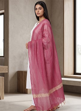 Purple Art Silk Zari Dupatta