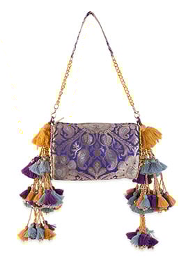 Purple Brocade Gota Hand Bag