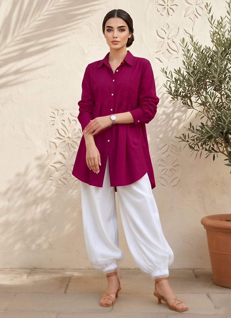 Purple Cotton Co Ord Set After Six Wear