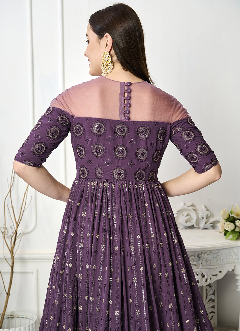 Shiv Vol 101 Georgette Purple Printed Gown Collection main image 1