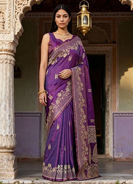 Purple Jacquard Banarasi Silk Saree