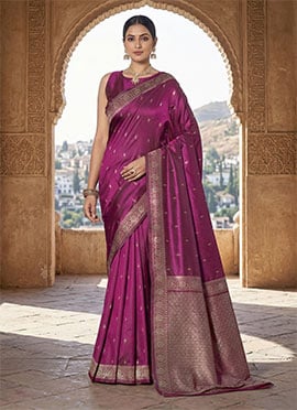 Purple Jacquard Banarasi Silk Saree