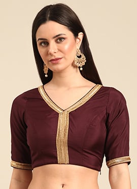 Purple Muslin V Neck Blouse