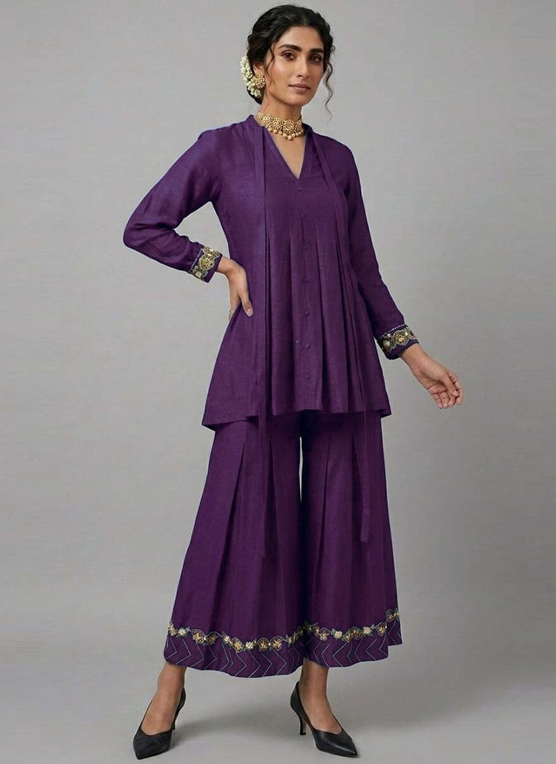 Purple Royal Twilight Rayon Cotton Statement Set After Six Wear