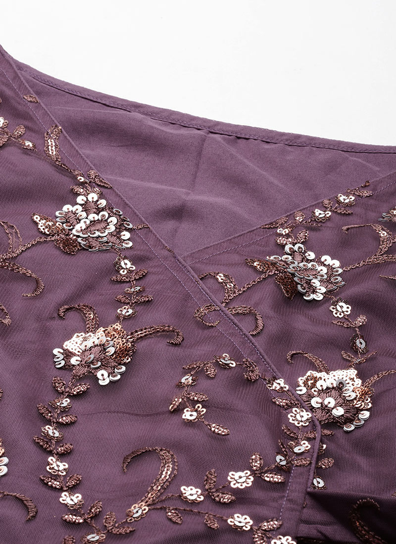 Purple Soft Net Sharara Suit