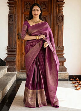 Purple Silk Jacquard Saree