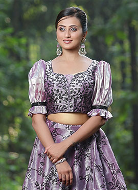 Purple Tissue Organza Sequins Blouse