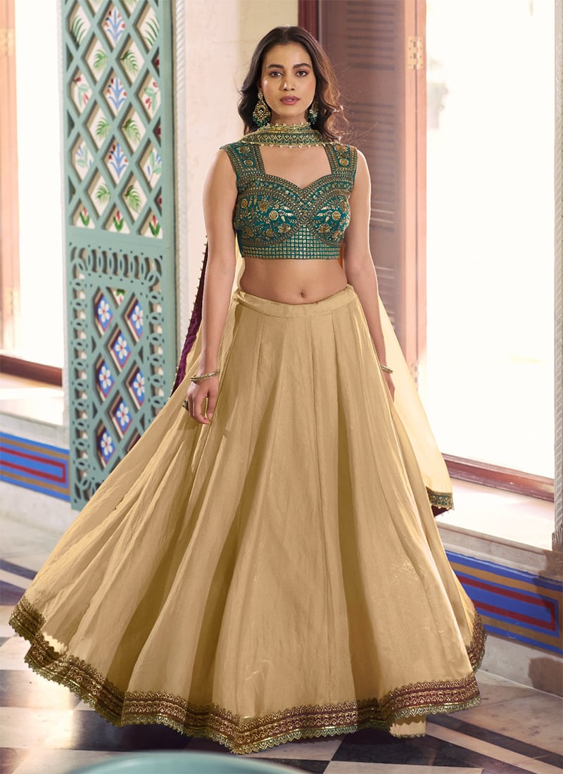 Radiant Chiku Fandy Silk Sequins And Thread Embroidery Work Umbrella Lehenga After Six Wear
