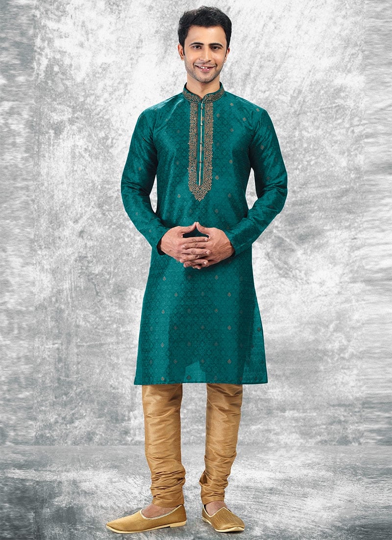 Rama Silk Jacquard N Brocade Work Kurta Pyjama Party Wear