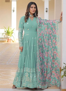 Ravishingly Embroidered Sequins Zari Work Gown