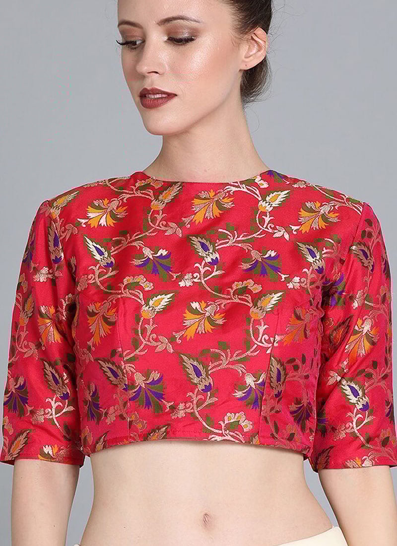 Red N Pink Jacquard Blouse
