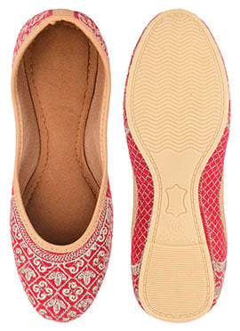 Red Zari Work Juti