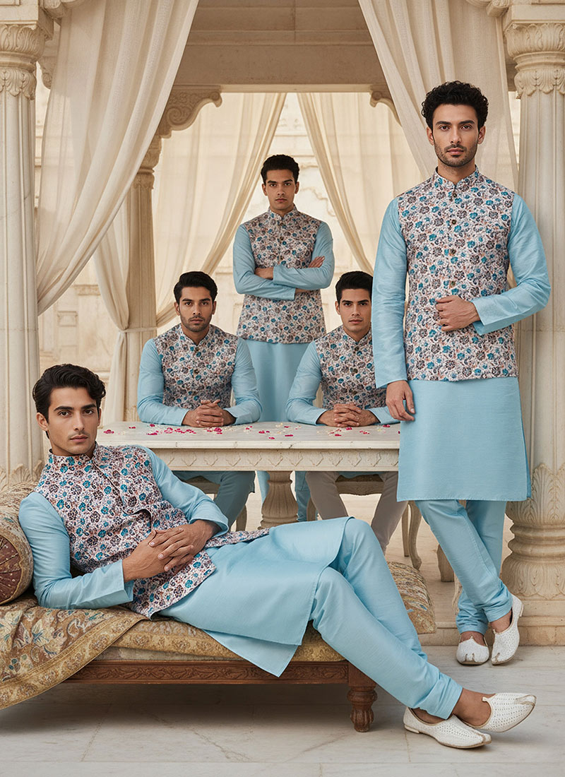 Rose Pink Dupion Silk Printed Bandi Set