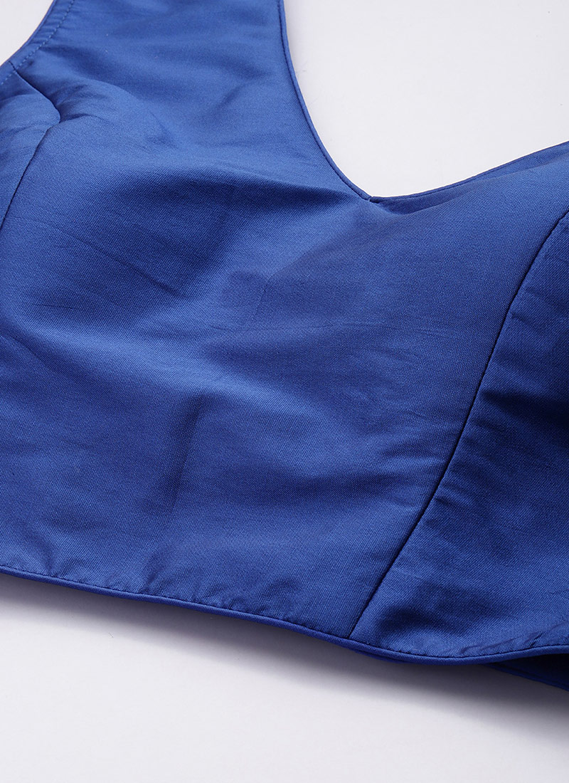 Royal Blue Embellished Taffeta Silk Trouser