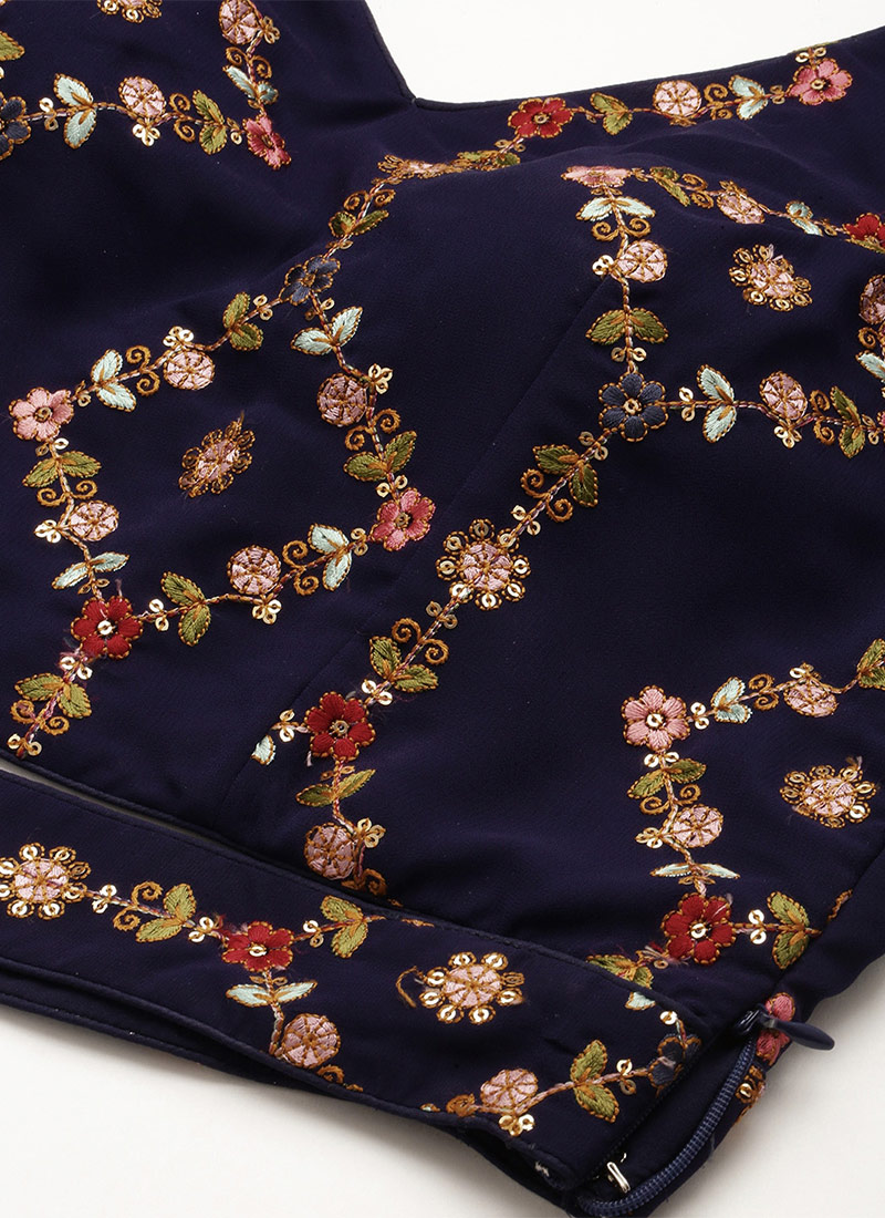 Royal Blue Geometric Lehenga Set main image 1