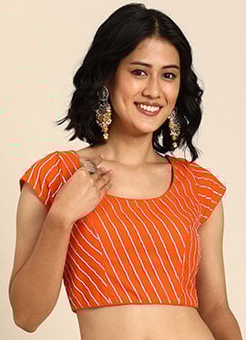 Rust Embroidered Net Blouse