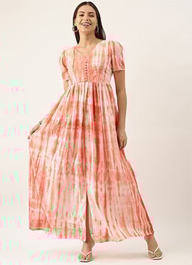 Teen Girls Rust Tie N Dye Dress