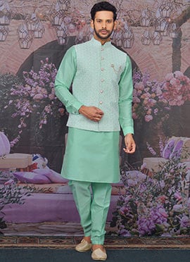 Sage Green Banarasi Art Silk Bandi Set