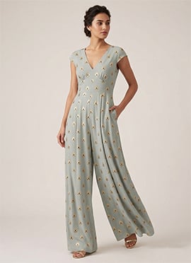 Sage Green Rayon Indo Western Jumpsuit
