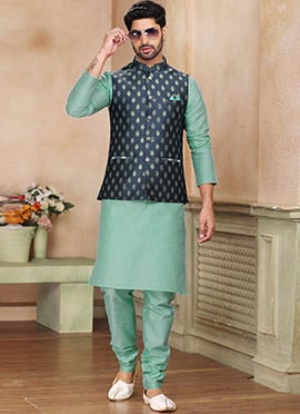 Sea Green Art Silk Bandi Set