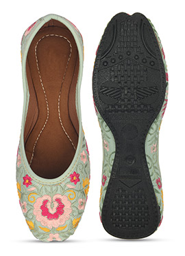 Sea Green Embroidered Juti