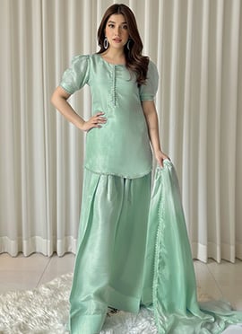 Sea Green Silk Palazzo Suit