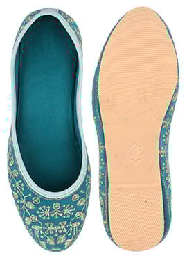 Sea Green Zari Work Juti
