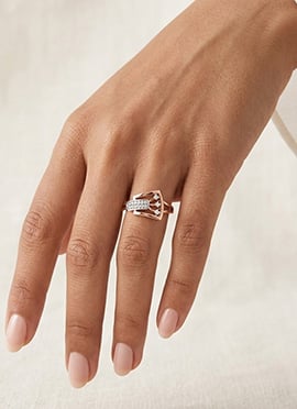 Shimmering Rose Gold 925 Sterling Silver Moissanite Ring