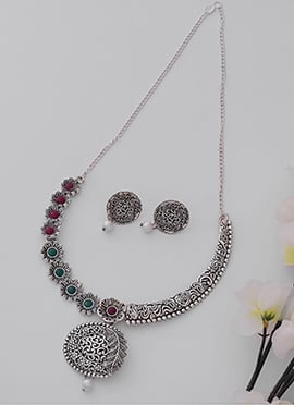 Silver Alloy Necklace Set